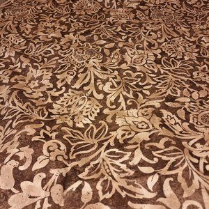 Vintage Duralee VERONA Fabric / Batik Jacobean Design / Browns & Gold / 4+ Yards